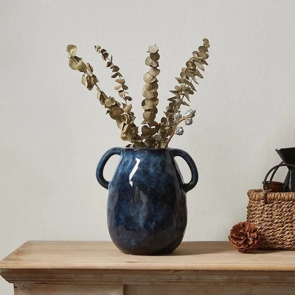 Vase Bleu avec Hanses Fleurs-Séchées Gaya Vase en céramique