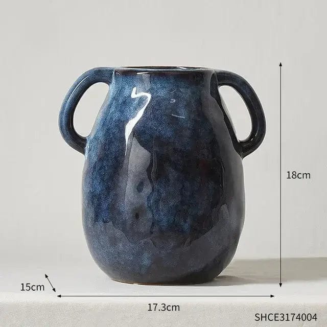 Vase Bleu avec Hanses Fleurs-Séchées Gaya Vase en céramique