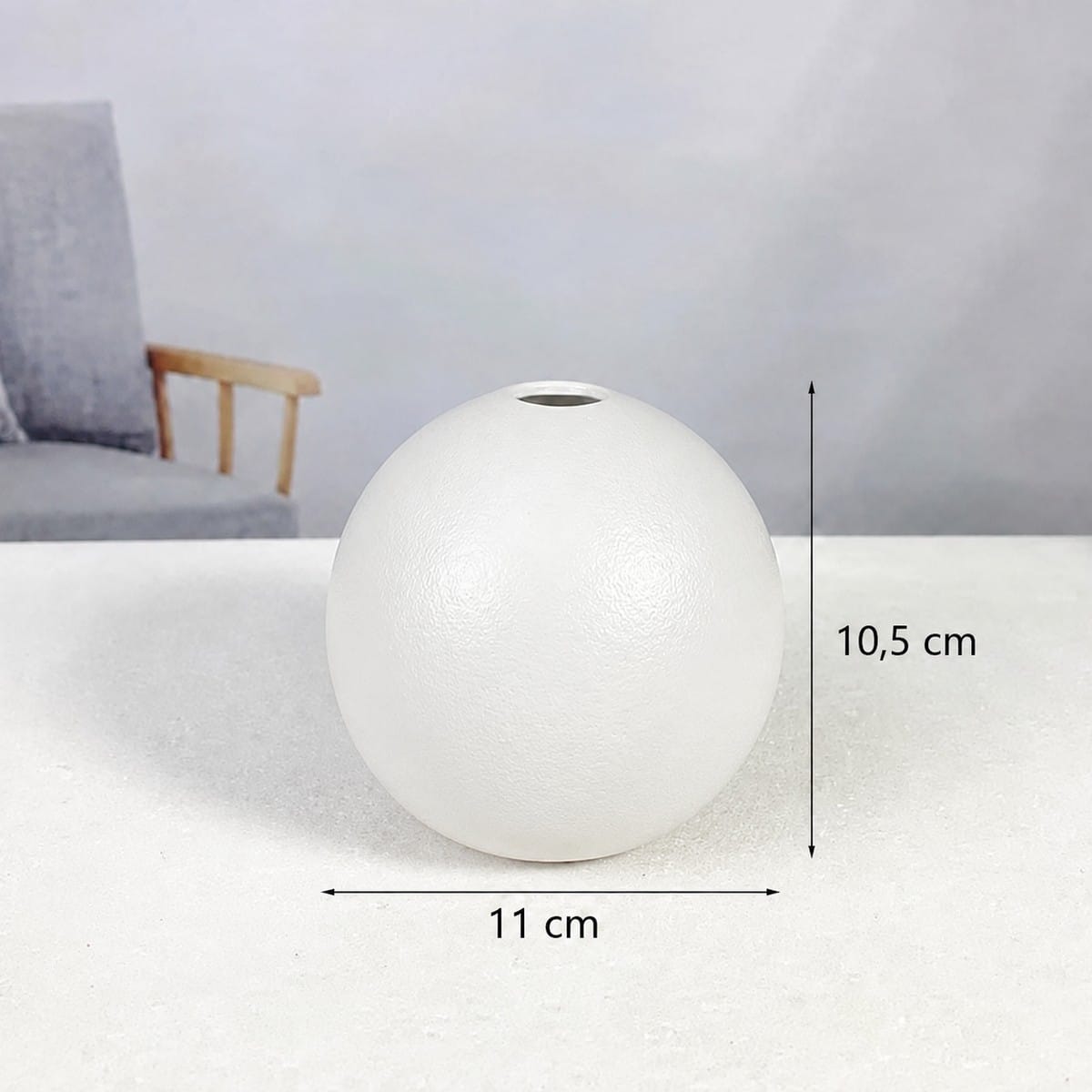 Vase Boule en Céramique – Noir ou Blanc Blanc / Moyen Fleurs-Séchées Gaya Vase en céramique
