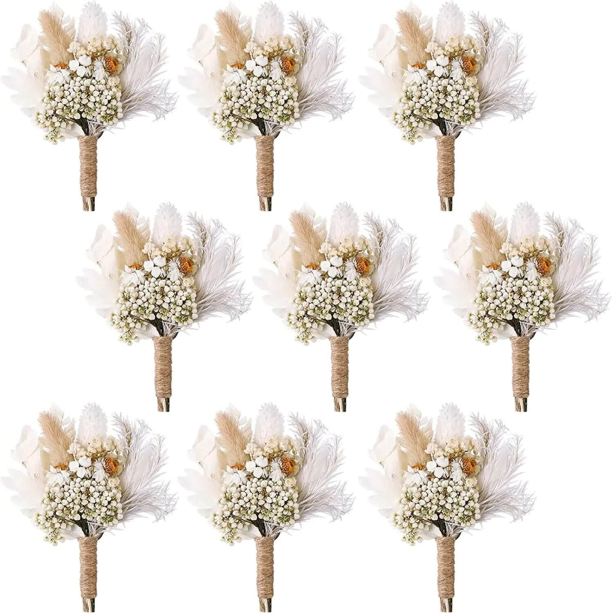 Boutonnières en Fleurs Séchées Bohème (8 pièces) Maison Gaya Boutonnière