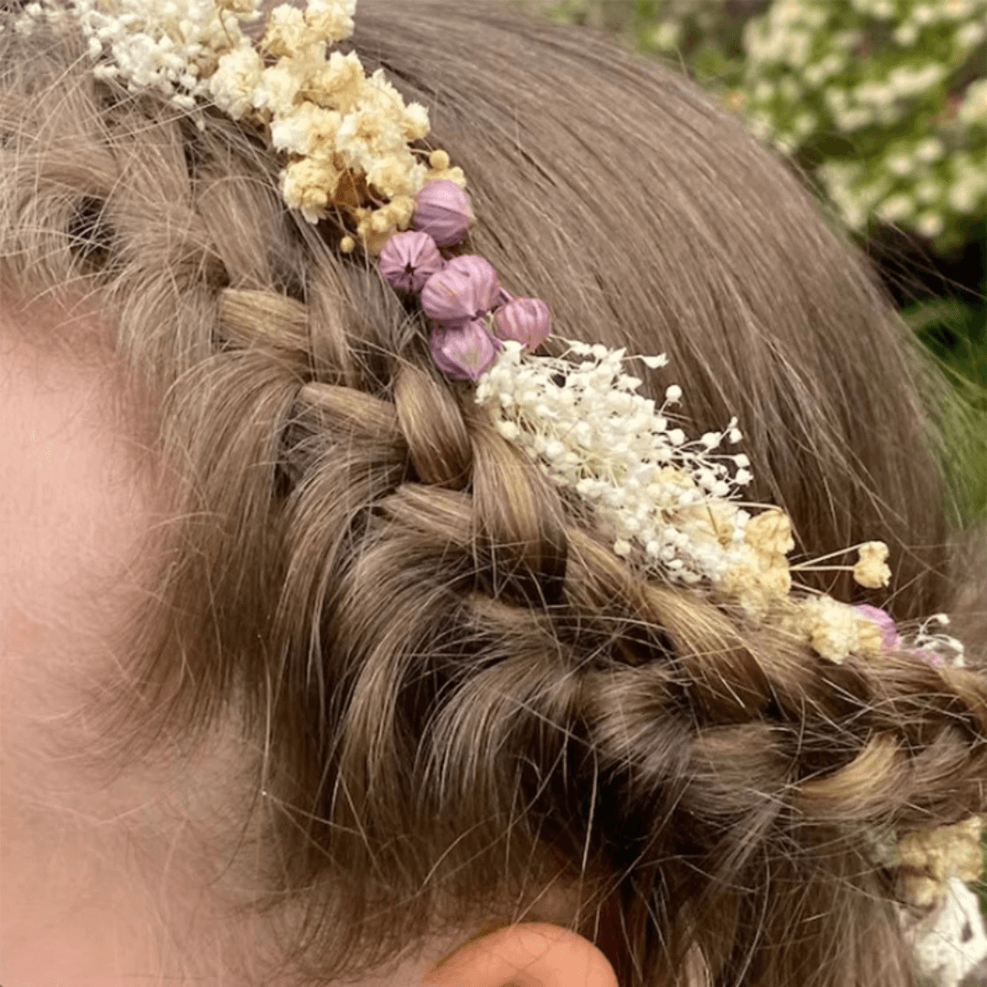 Couronne de Tête en Fleurs Séchées Violette Maison Gaya Couronne de tête