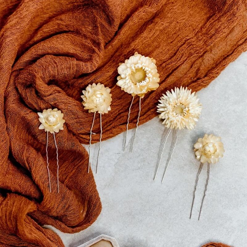 Lot de 4 Épingles en Fleurs Séchées Style Boho Maison Gaya Épingle en fleurs séchées