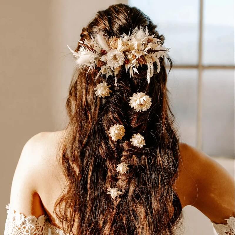 Lot de 4 Épingles en Fleurs Séchées Style Boho Maison Gaya Épingle en fleurs séchées
