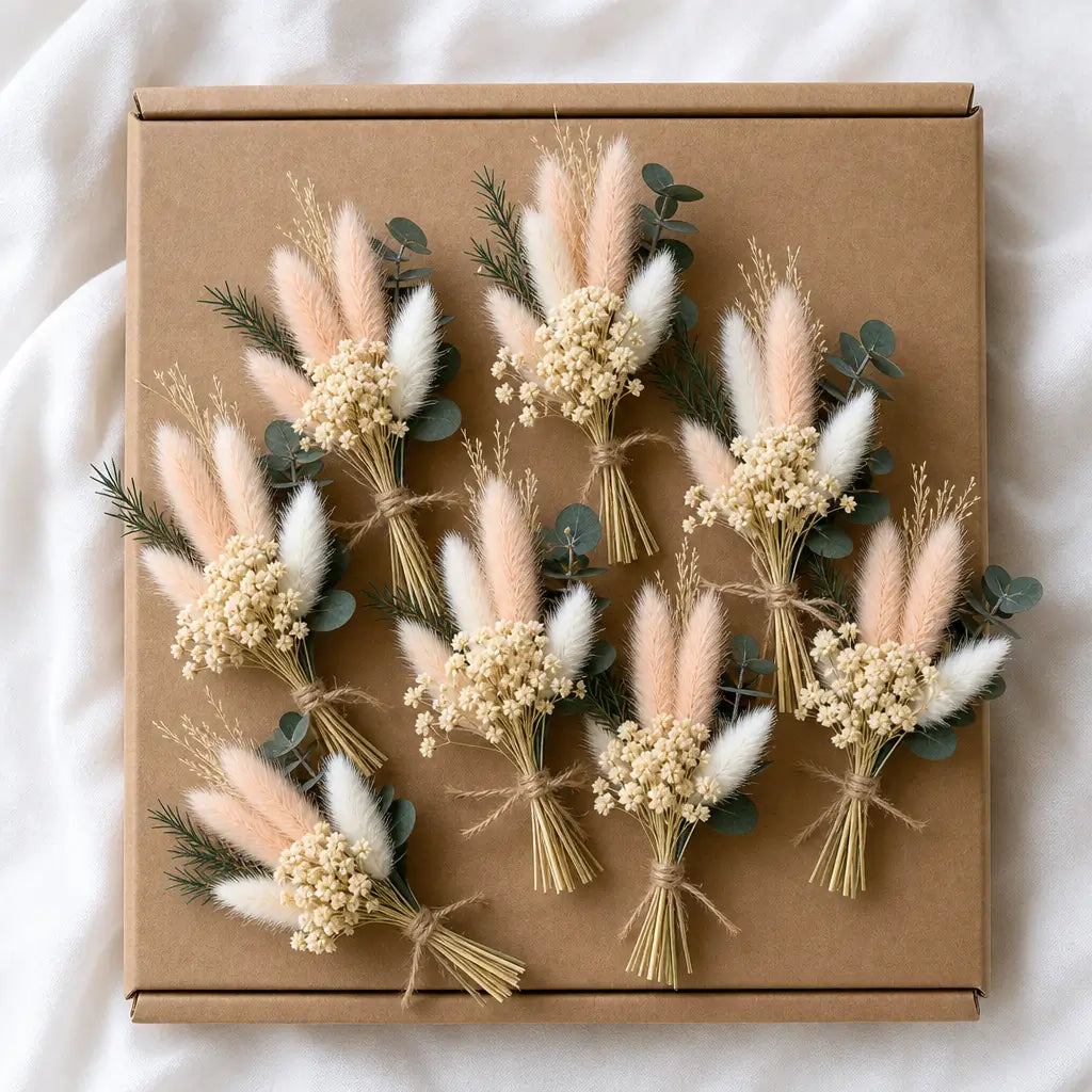Lot de Mini Bouquets de Fleurs Séchées Baptême 10 Maison Gaya Mini bouquet