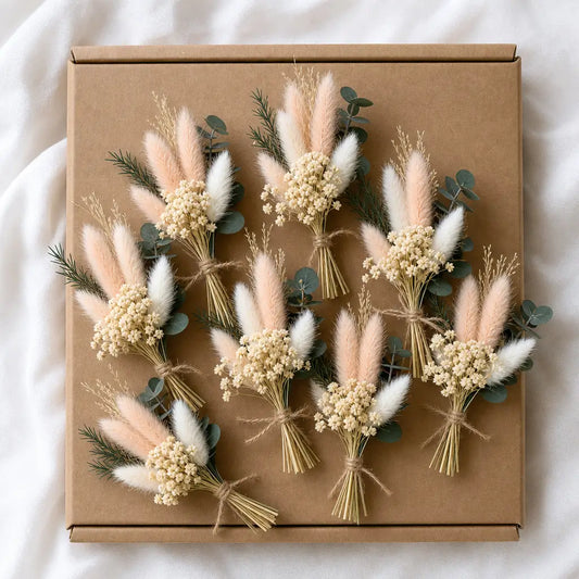 Lot de Mini Bouquets de Fleurs Séchées Baptême 10 Maison Gaya Mini bouquet