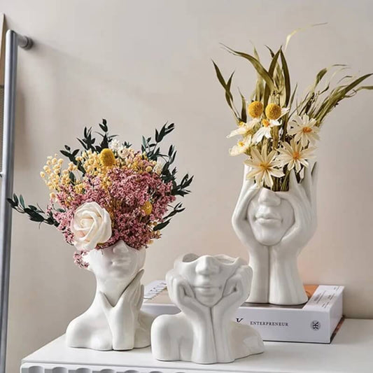 Vase en Forme de Visage Femme Maison Gaya Vase en céramique