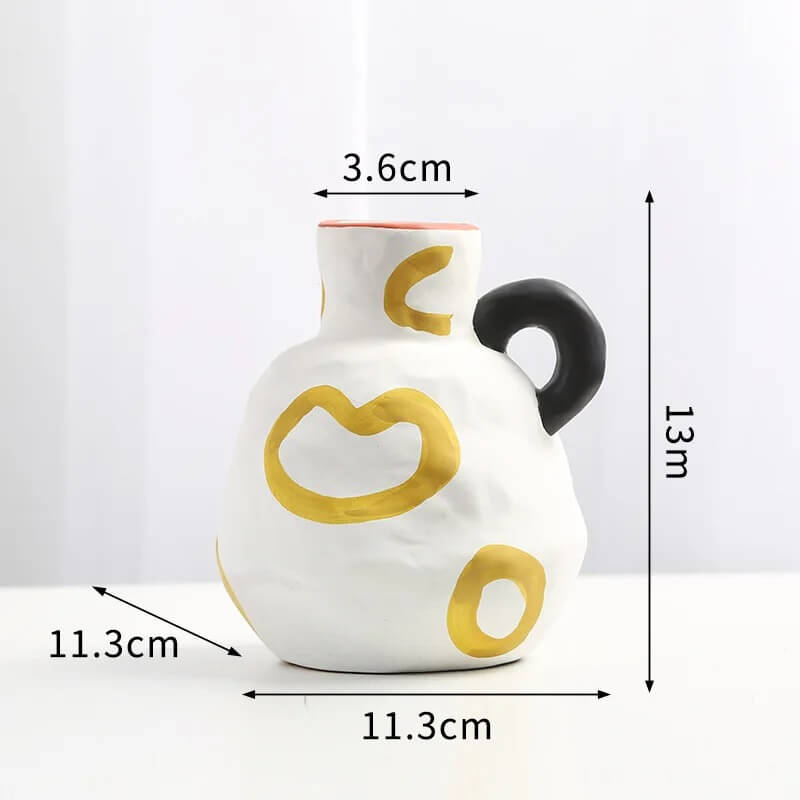 Vase Graphique en Céramique Ronds Jaunes Maison Gaya Vase en céramique